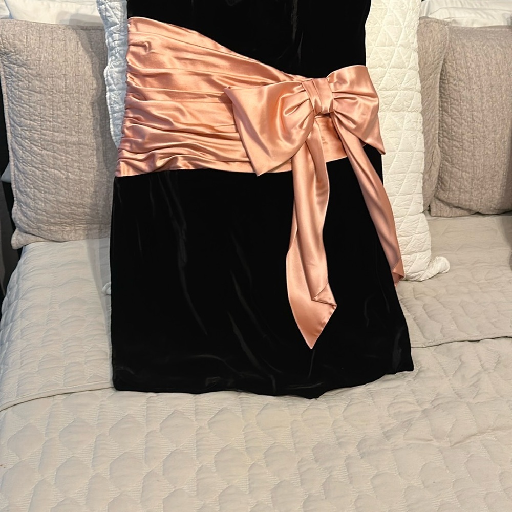 Betsey Johnson Black Strapless Dress with Peach Bow